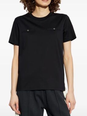 Moncler Maglia Manica Corta Black Cotton Mock Pocket Short Sleeve T Shirt Top XS